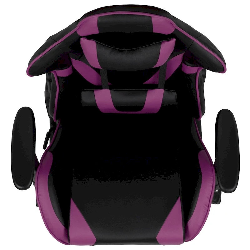 Závodní herní ergonomická židle s plně polohovatelným opěradlem z červené kůže LeatherSoft