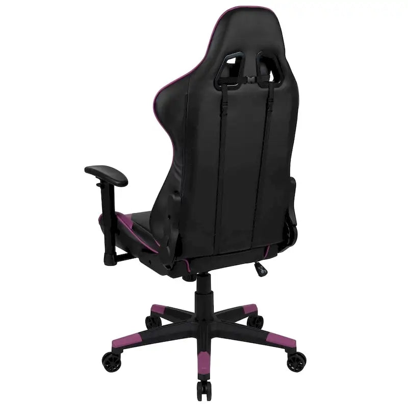 Závodní herní ergonomická židle s plně polohovatelným opěradlem z červené kůže LeatherSoft