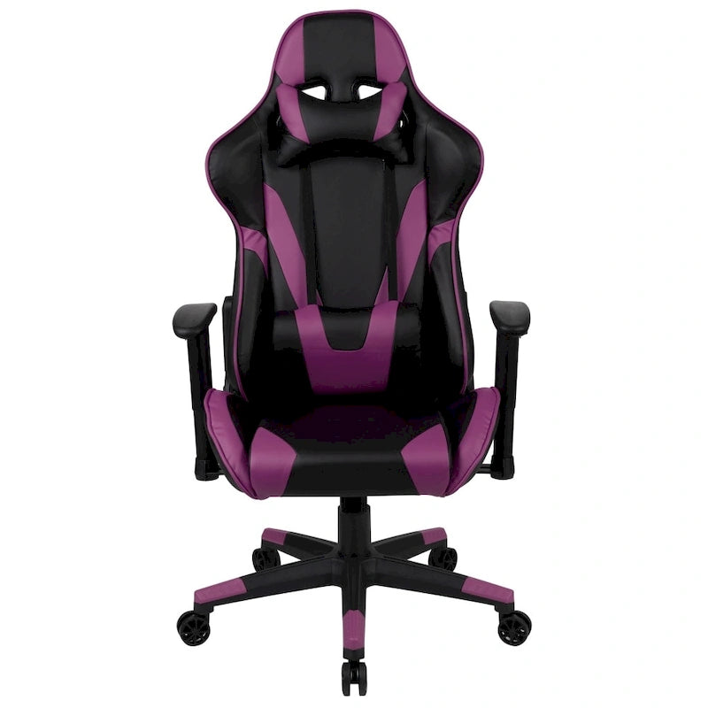 Závodní herní ergonomická židle s plně polohovatelným opěradlem z červené kůže LeatherSoft