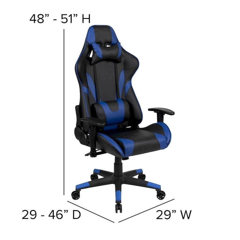 Závodní herní ergonomická židle s plně polohovatelným opěradlem z červené kůže LeatherSoft
