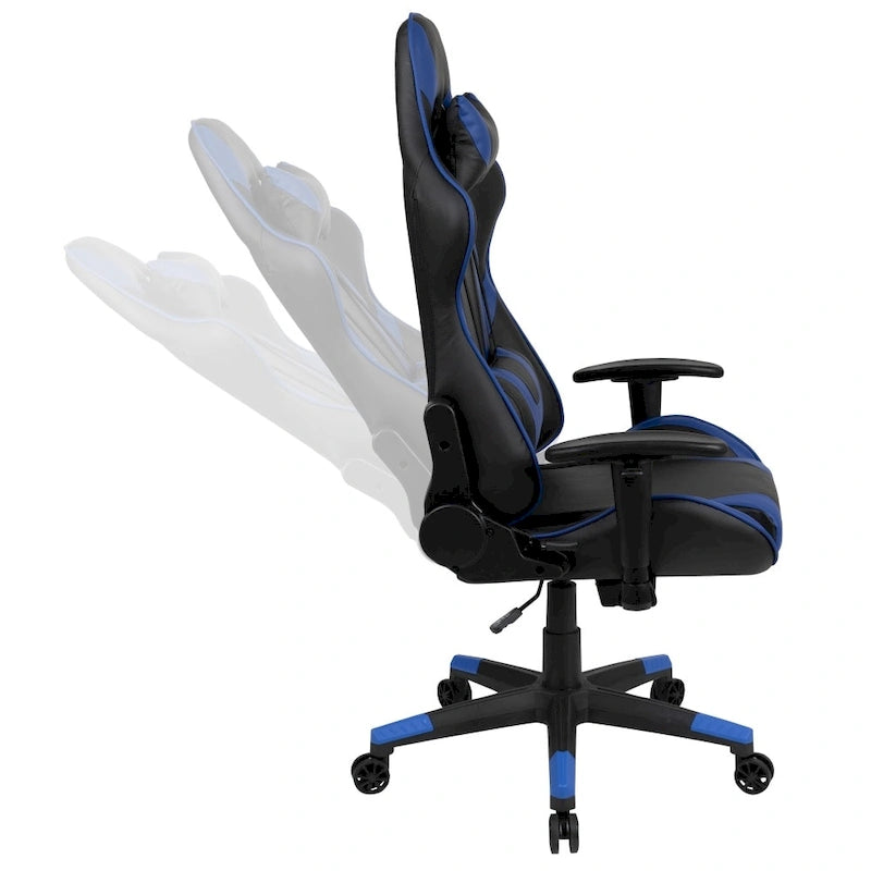 Závodní herní ergonomická židle s plně polohovatelným opěradlem z červené kůže LeatherSoft