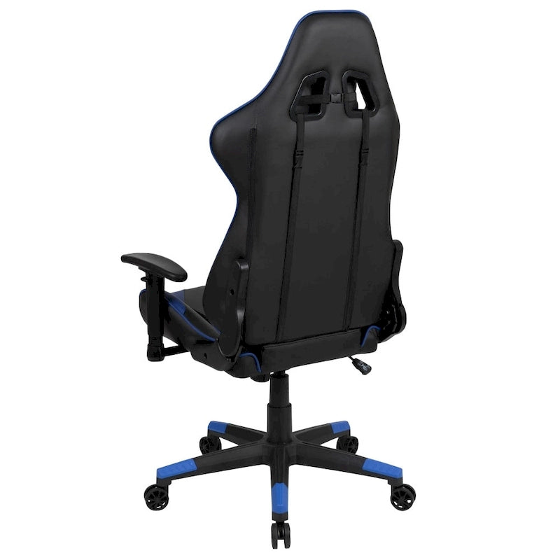 Závodní herní ergonomická židle s plně polohovatelným opěradlem z červené kůže LeatherSoft