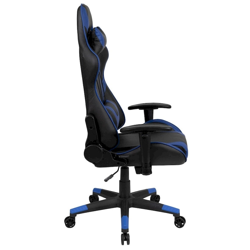 Závodní herní ergonomická židle s plně polohovatelným opěradlem z červené kůže LeatherSoft