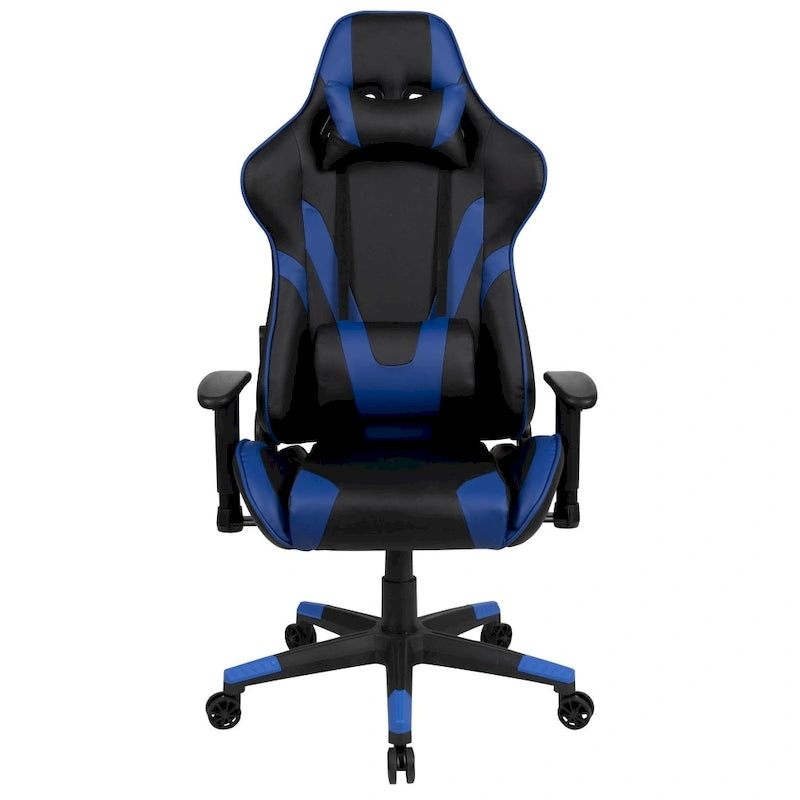 Závodní herní ergonomická židle s plně polohovatelným opěradlem z červené kůže LeatherSoft