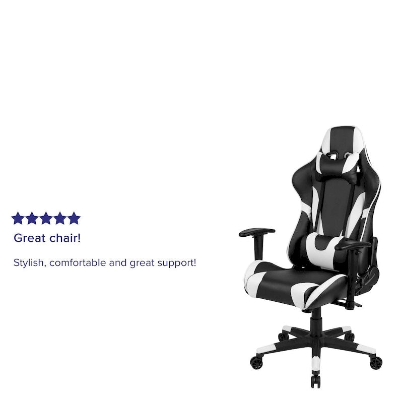 Závodní herní ergonomická židle s plně polohovatelným opěradlem z červené kůže LeatherSoft