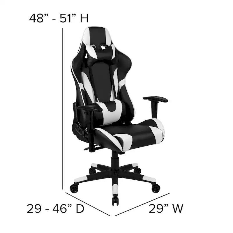 Závodní herní ergonomická židle s plně polohovatelným opěradlem z červené kůže LeatherSoft