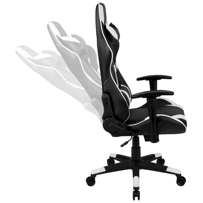 Závodní herní ergonomická židle s plně polohovatelným opěradlem z červené kůže LeatherSoft