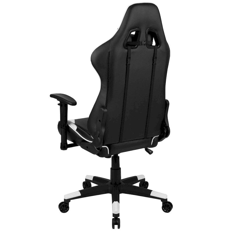 Závodní herní ergonomická židle s plně polohovatelným opěradlem z červené kůže LeatherSoft