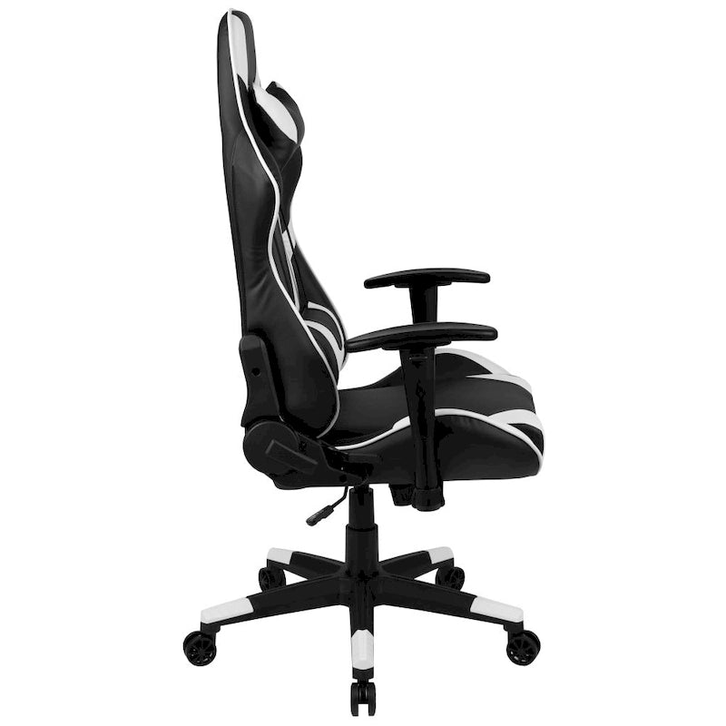 Závodní herní ergonomická židle s plně polohovatelným opěradlem z červené kůže LeatherSoft
