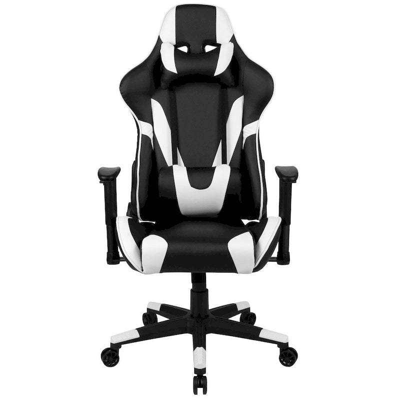 Závodní herní ergonomická židle s plně polohovatelným opěradlem z červené kůže LeatherSoft
