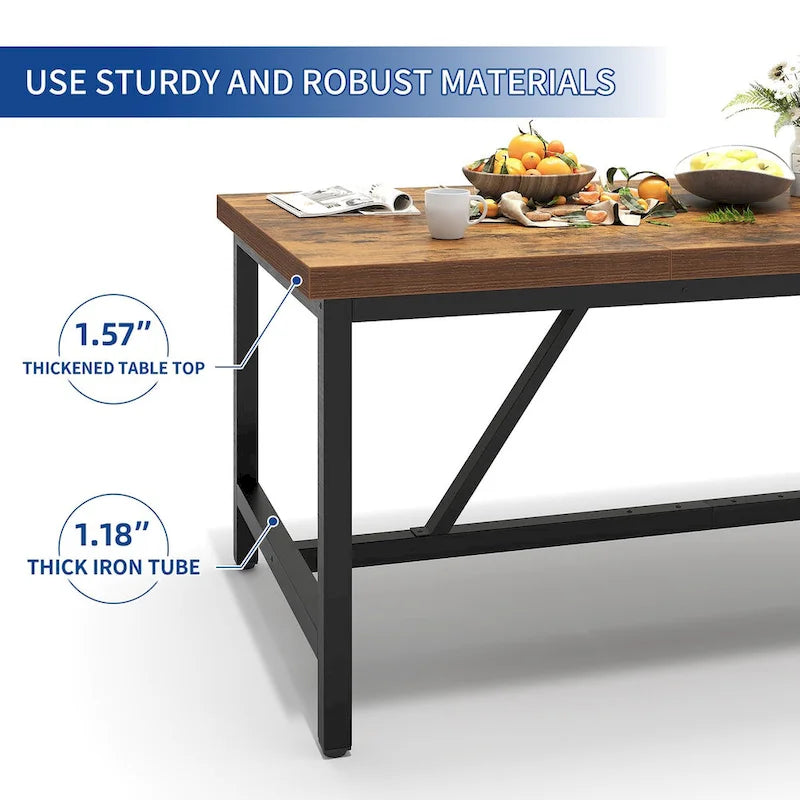 70" Velký rustikální industriální jídelní stůl, pro 6-8 osob