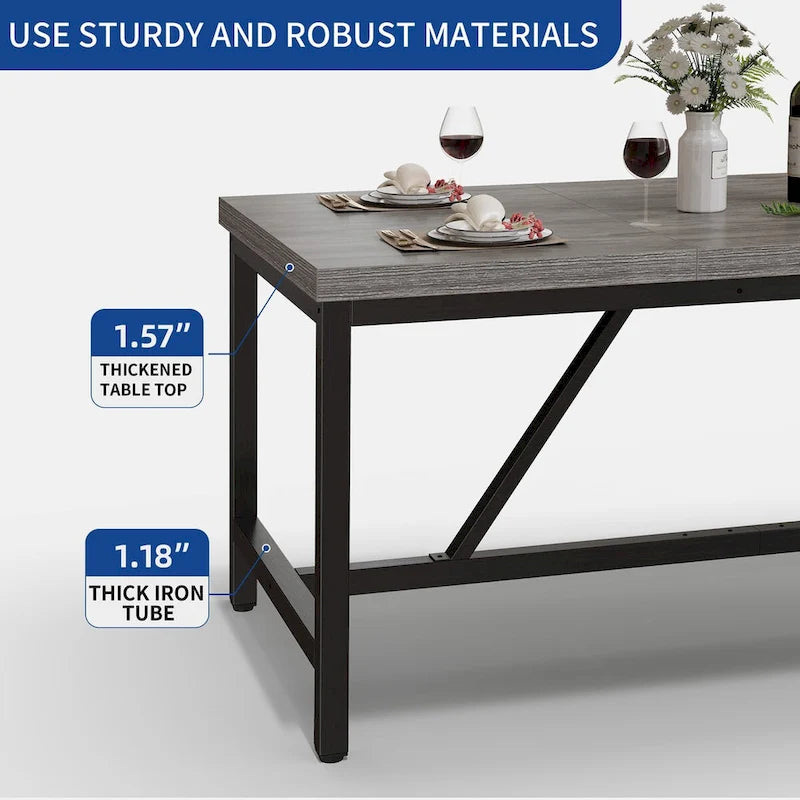 70" Velký rustikální industriální jídelní stůl, pro 6-8 osob